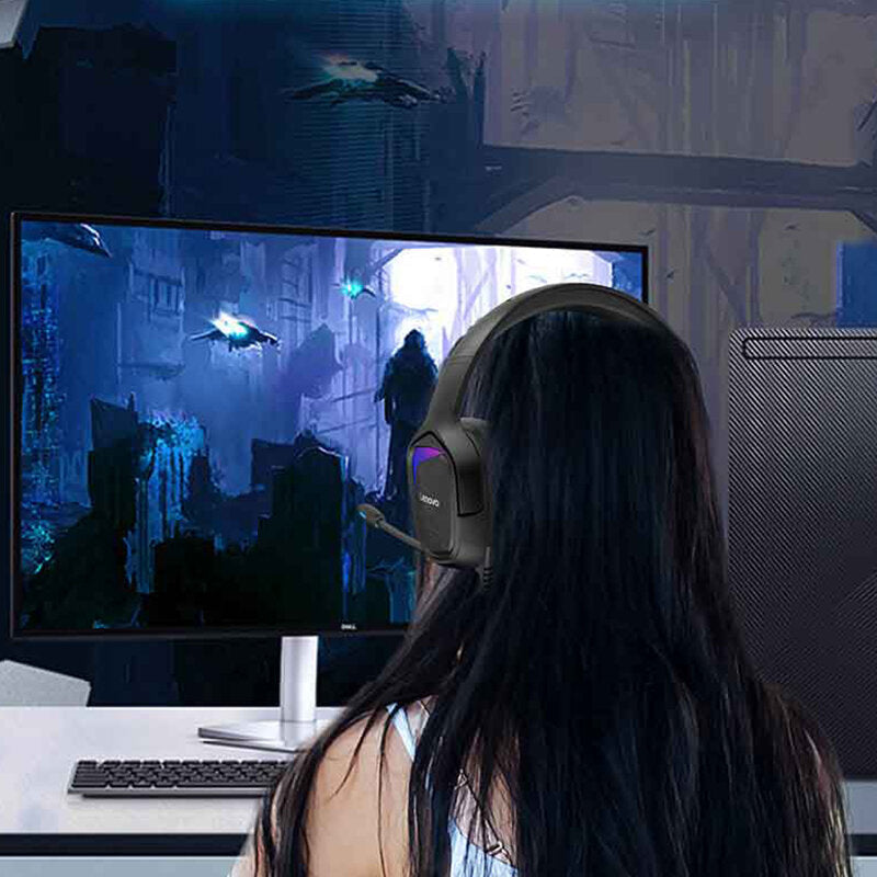 Gaming Headphones 50mm Drivers Surround Sound Bass USB Head-Mounted Wired Headset with Mic Image 2