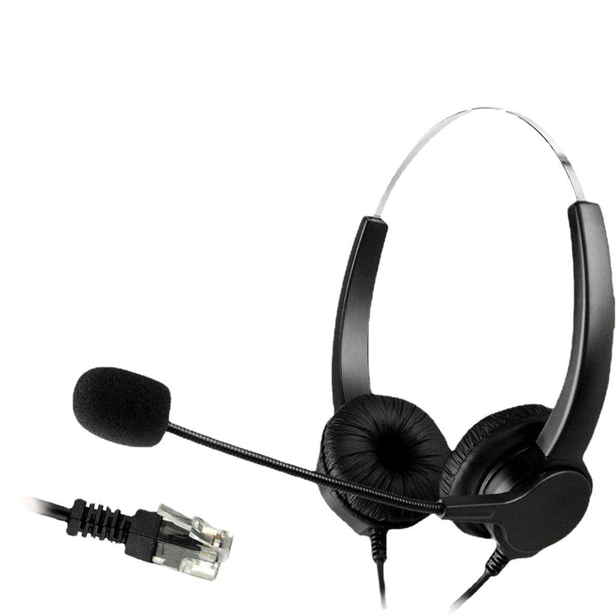 Hands-free Call Center Noise Cancelling Corded binaural Headset Headphone with Mic Image 1