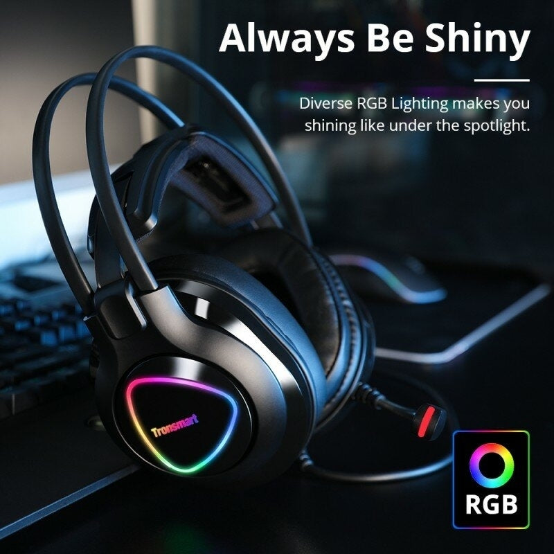 Gaming Headset 50mm Dynamic HD Noise Reduction Luminous 3.5mm USB Headphone with Mic for Gamer Image 4
