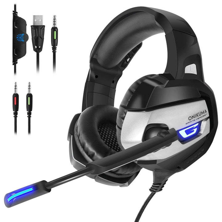 Gaming Headset Game Headphone Deep Bass USB 3.5mm Stereo Wired Headphone with Mic for PS4 Xbox PC Phone Laptop Computer Image 1