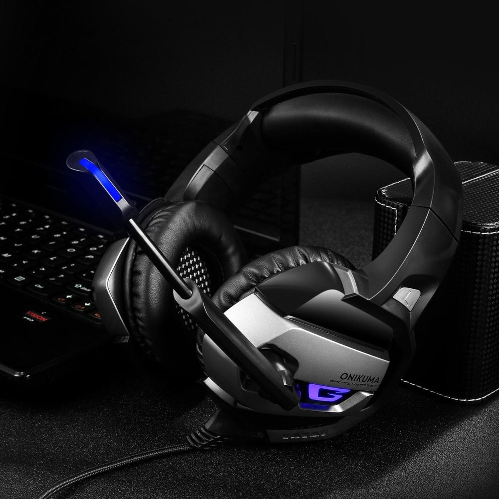Gaming Headset Game Headphone Deep Bass USB 3.5mm Stereo Wired Headphone with Mic for PS4 Xbox PC Phone Laptop Computer Image 2