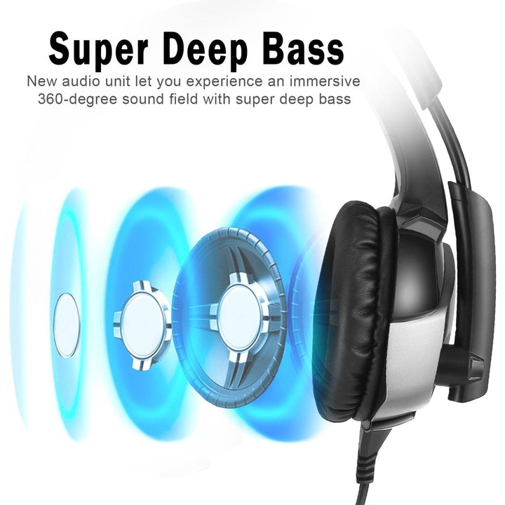 Gaming Headset Game Headphone Deep Bass USB 3.5mm Stereo Wired Headphone with Mic for PS4 Xbox PC Phone Laptop Computer Image 3