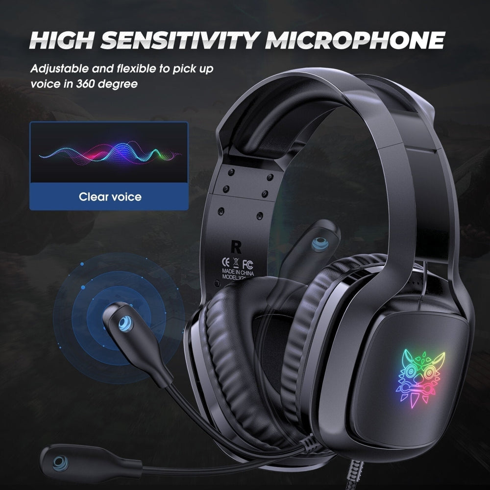 Gaming Headset GB Light Stereo Noise Canceling Headphones with Mic Audio Adapter Image 2