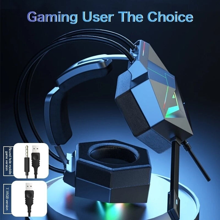 Gaming Headset Noise Canceling Headphone Surround Sound LED Light with Mic Image 2