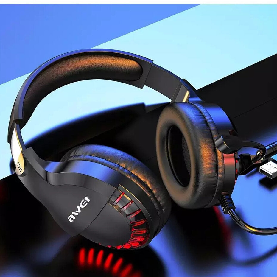Gaming Headset Over-ear 3.5mm USB Led Light Stereo 7.1 Bass Sound 50mm Speaker Game Headphone With Microphone Image 2