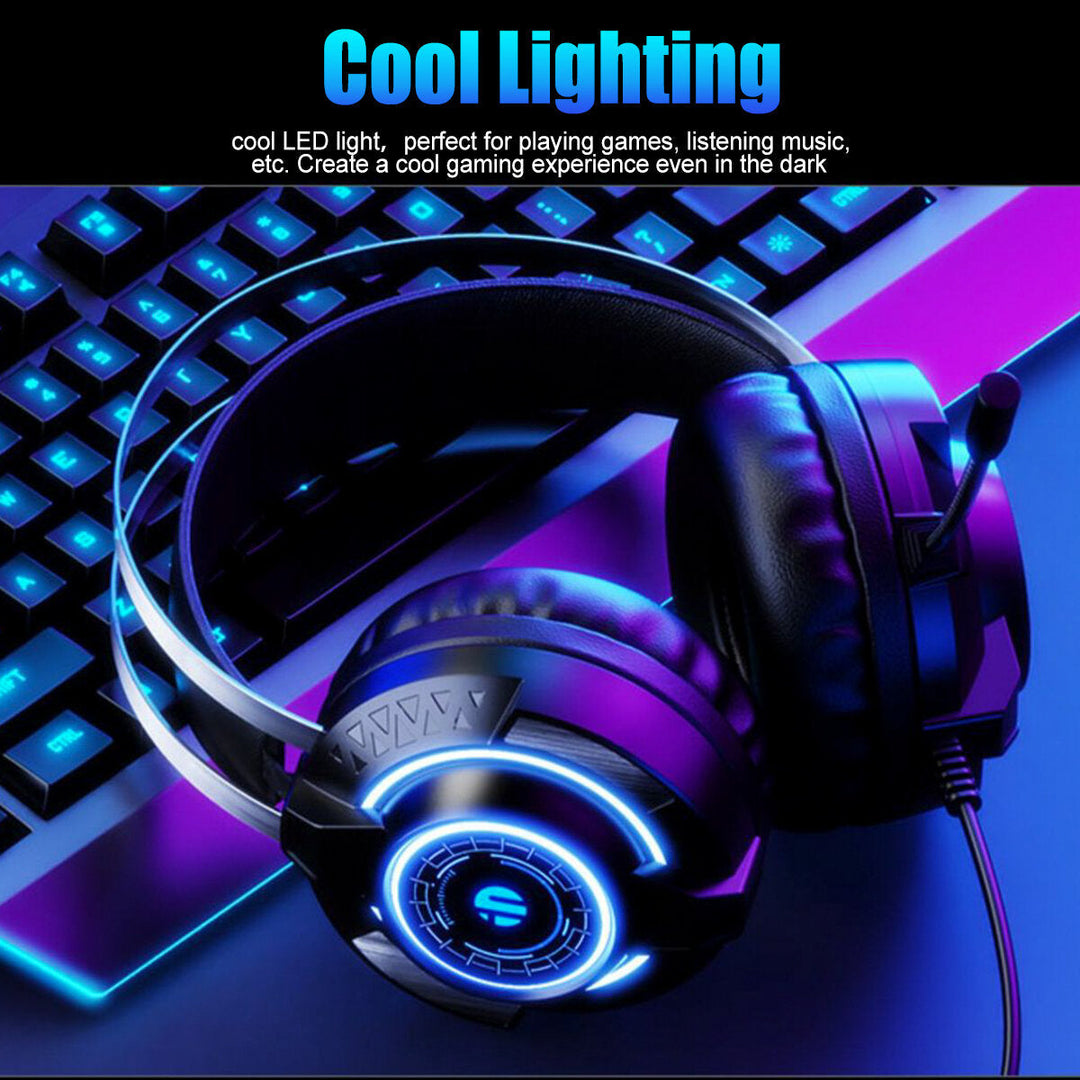 Gaming Headset RGB Light Head-Mounted Wired Headset For Desktop Computers Laptops Image 3