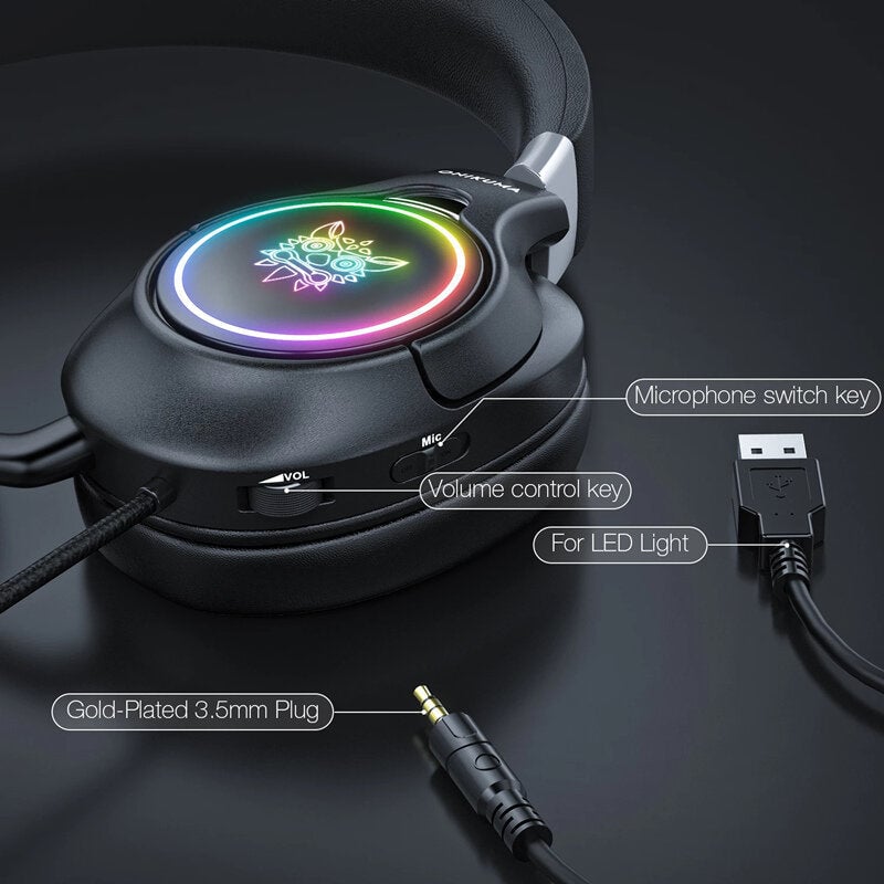 Gaming Headset RGB Light Wired Headphones With Microphone Stereo Earphones for Xbox One Headsets Gamer for PS4 PC Image 4