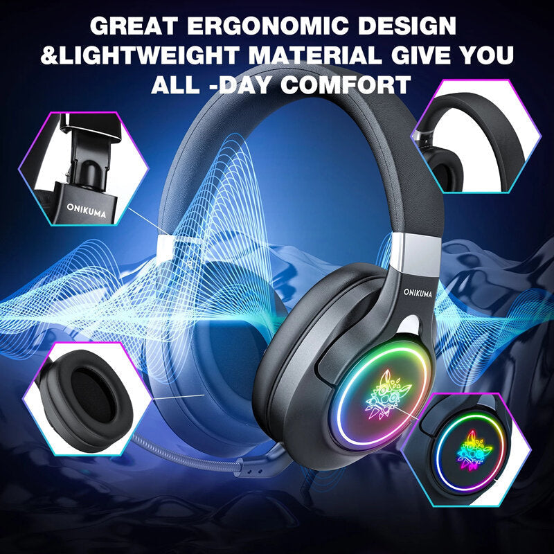 Gaming Headset RGB Light Wired Headphones With Microphone Stereo Earphones for Xbox One Headsets Gamer for PS4 PC Image 7