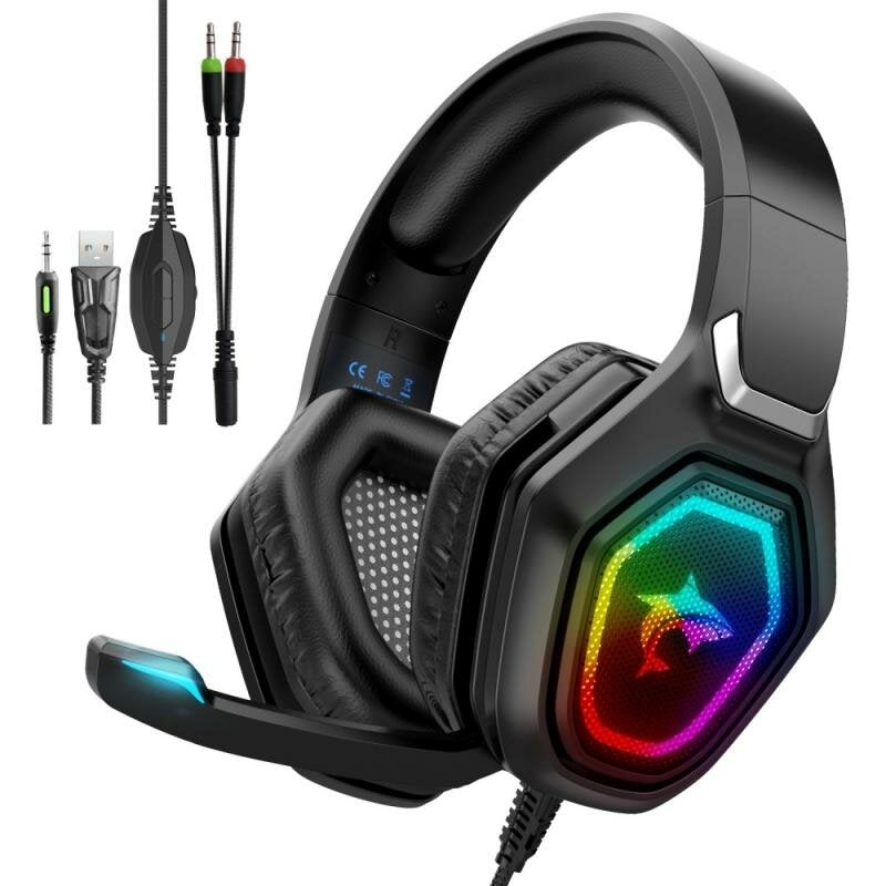Gaming Headset USB 3.5 Mm RGB LED Light Bass Stereo Wired Headphone With Mic Gamer Headsets for PS4 for PS5 for Xbox Image 1