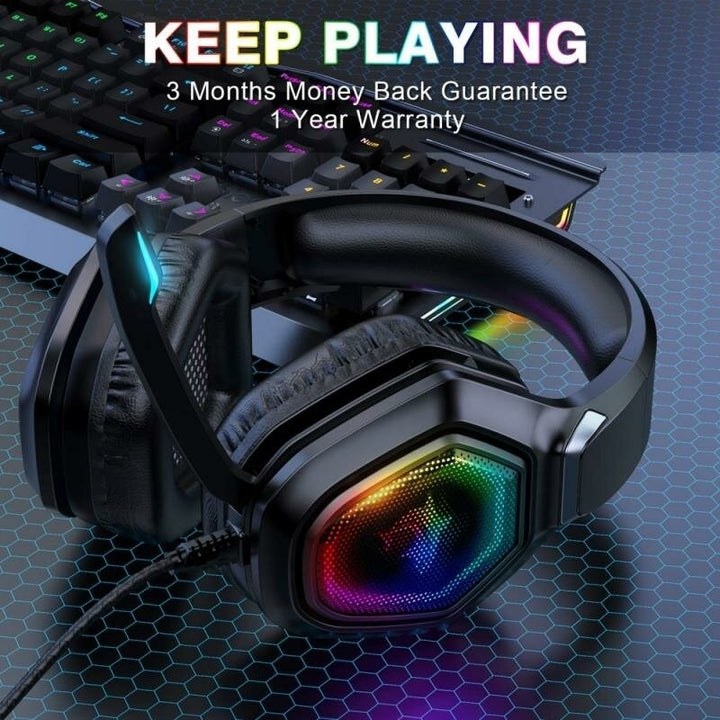 Gaming Headset USB 3.5 Mm RGB LED Light Bass Stereo Wired Headphone With Mic Gamer Headsets for PS4 for PS5 for Xbox Image 4