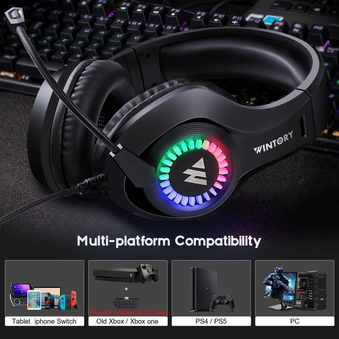 Gaming Headset Stereo RGB Light 50mm Driver Stereo Adjustable Noise Canceling Headphone with Mic Image 3
