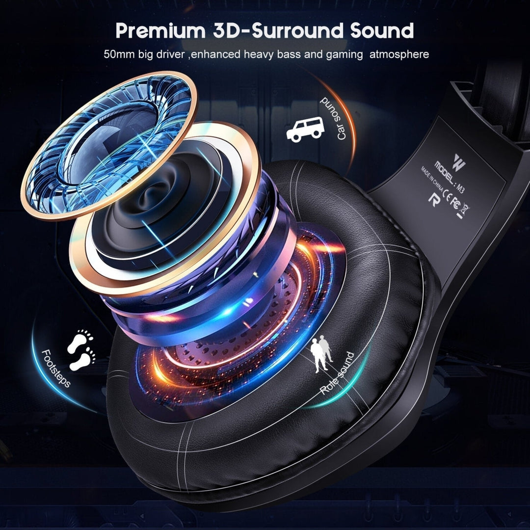 Gaming Headset Stereo RGB Light 50mm Driver Stereo Adjustable Noise Canceling Headphone with Mic Image 4