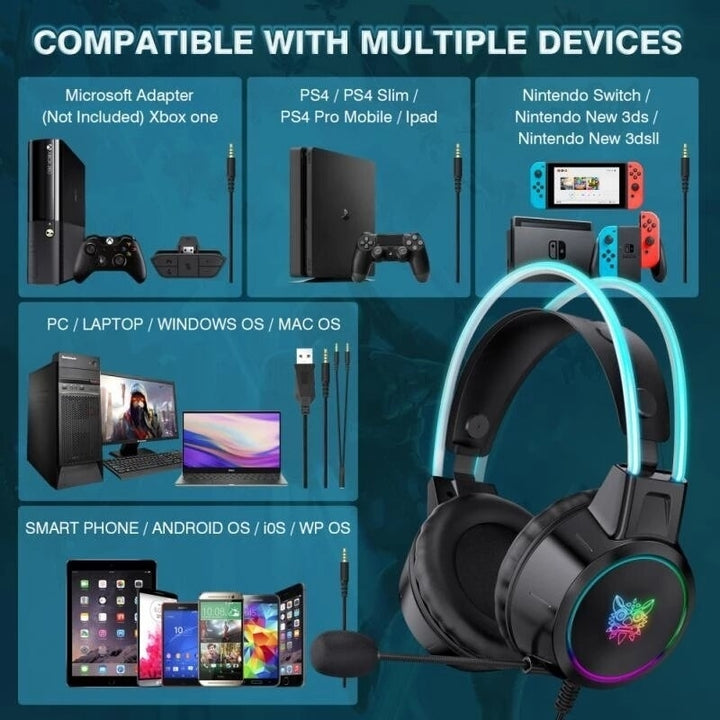Gaming Headset Stereo Surround Sound Music Noise-cancelling Headphones With Mic for PS4 Laptop Image 4