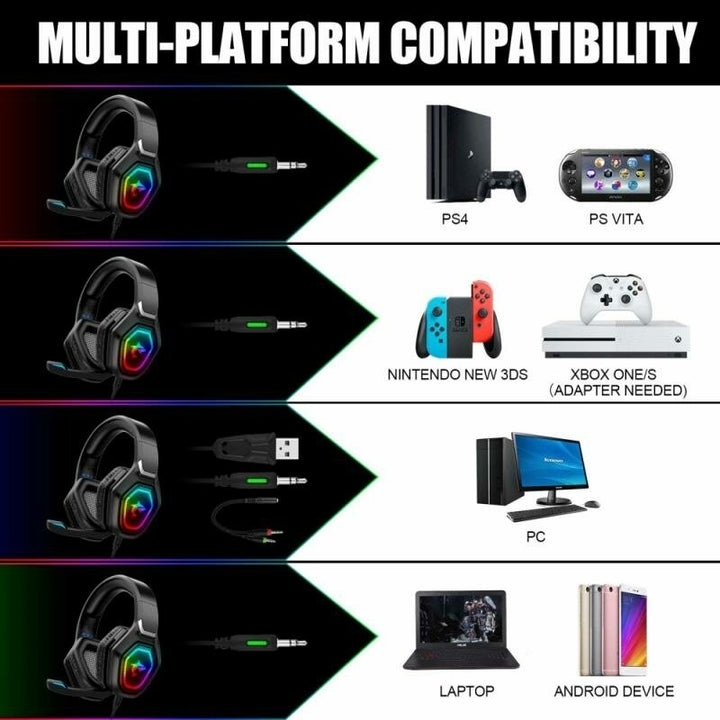 Gaming Headset USB 3.5 Mm RGB LED Light Bass Stereo Wired Headphone With Mic Gamer Headsets for PS4 for PS5 for Xbox Image 10