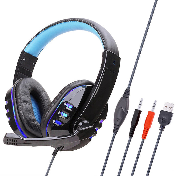 Gaming Headset USB Headphone Stereo with 3.5mm RGB LED Surround Sound Mic for Laptop Image 1
