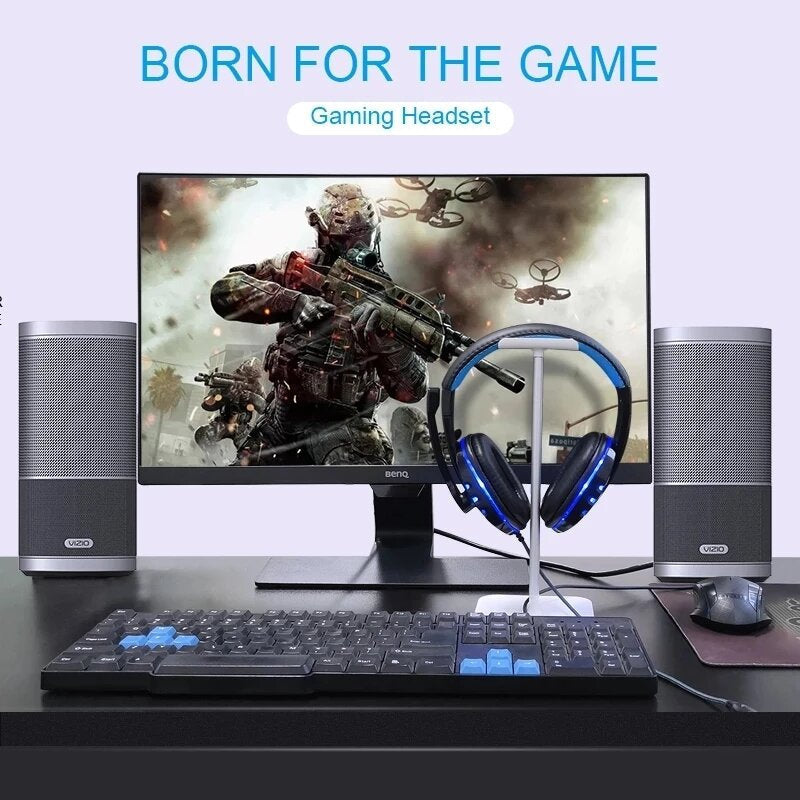 Gaming Headset USB Headphone Stereo with 3.5mm RGB LED Surround Sound Mic for Laptop Image 2