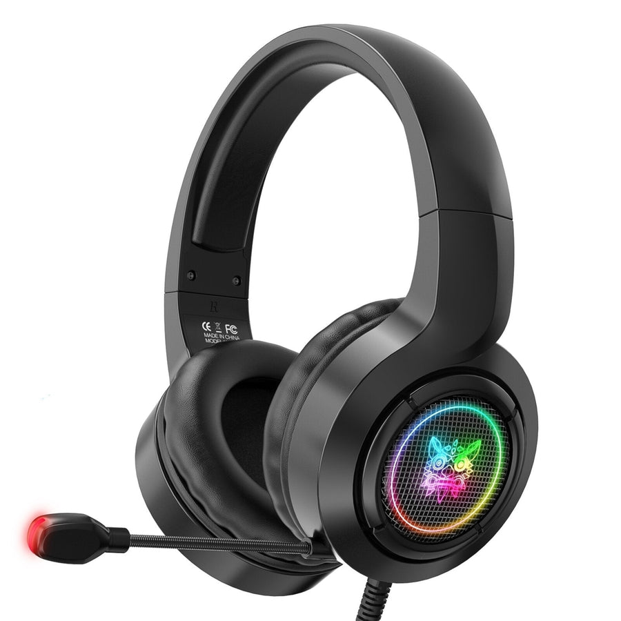 Gaming Headset USB+3.5mm 50mm Sound Unit RGB Light Gaming Headphone with Noise-canceling Mic for PS4 Computer PC Image 1