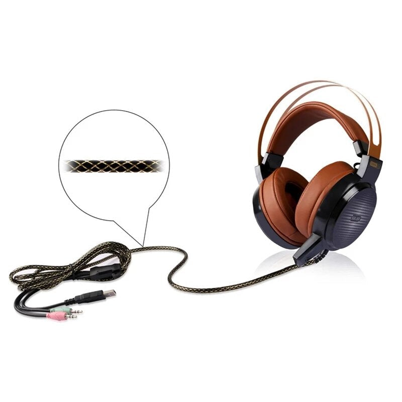 Gaming Headset Wired LED Light Over-Ear Stereo Deep Bass Headphones with Microphone for Computer Gamer Image 4