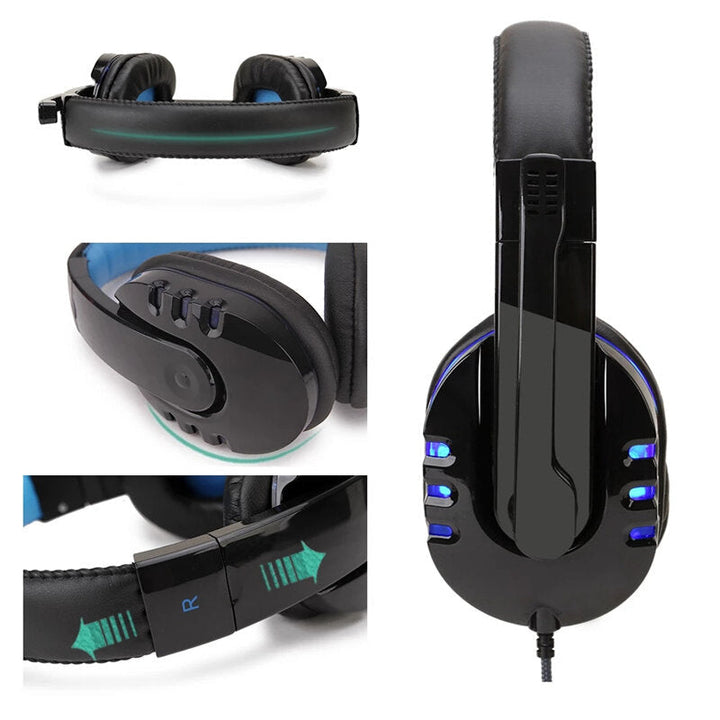 Gaming Headset USB Headphone Stereo with 3.5mm RGB LED Surround Sound Mic for Laptop Image 4
