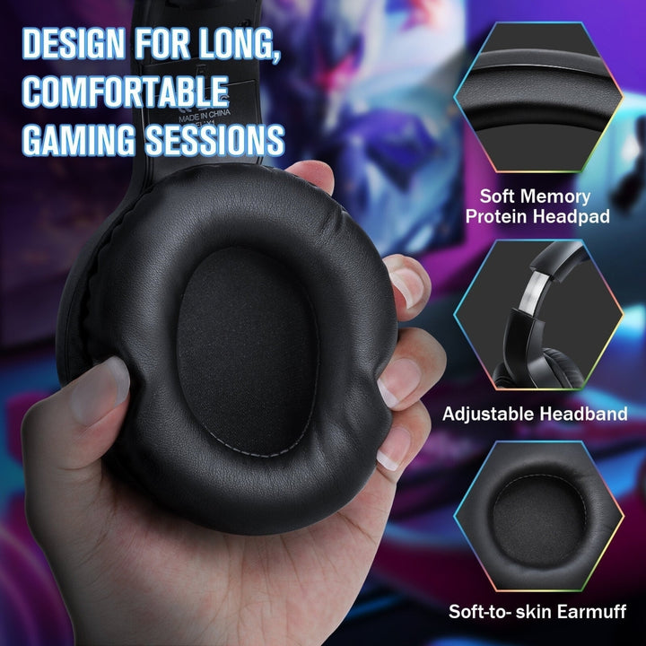 Gaming Headset USB+3.5mm 50mm Sound Unit RGB Light Gaming Headphone with Noise-canceling Mic for PS4 Computer PC Image 4