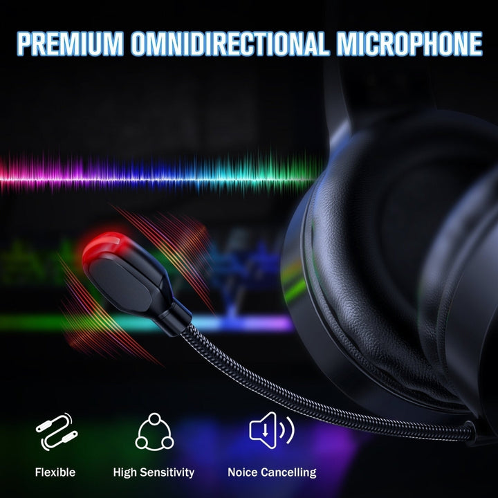 Gaming Headset USB+3.5mm 50mm Sound Unit RGB Light Gaming Headphone with Noise-canceling Mic for PS4 Computer PC Image 6