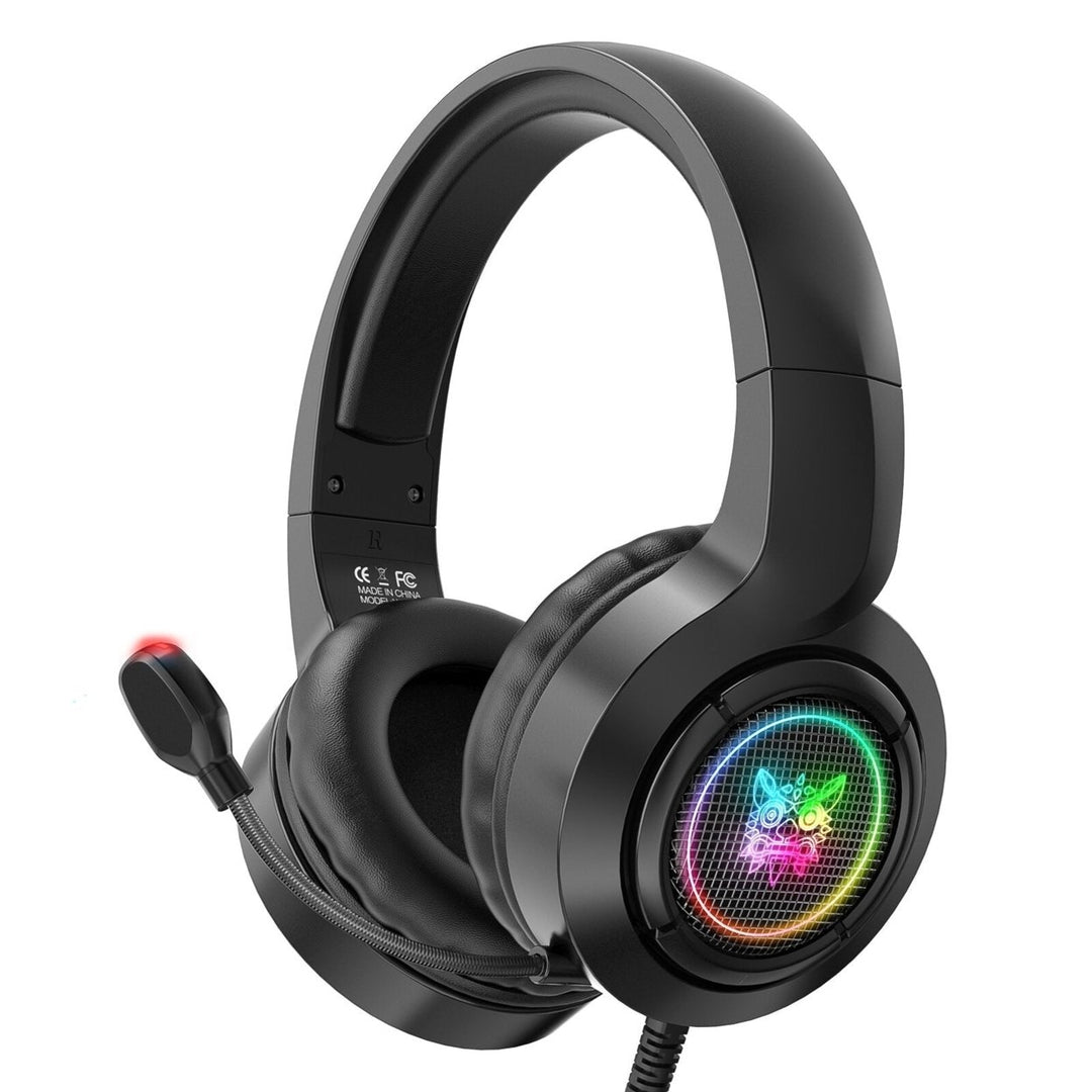 Gaming Headset USB+3.5mm 50mm Sound Unit RGB Light Gaming Headphone with Noise-canceling Mic for PS4 Computer PC Image 7