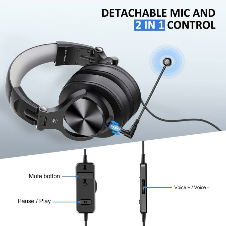 Gaming Headsets Over-Ear 3D Stereo Wired Study Headphones With Detachable Microphone for PS4 PC Image 4