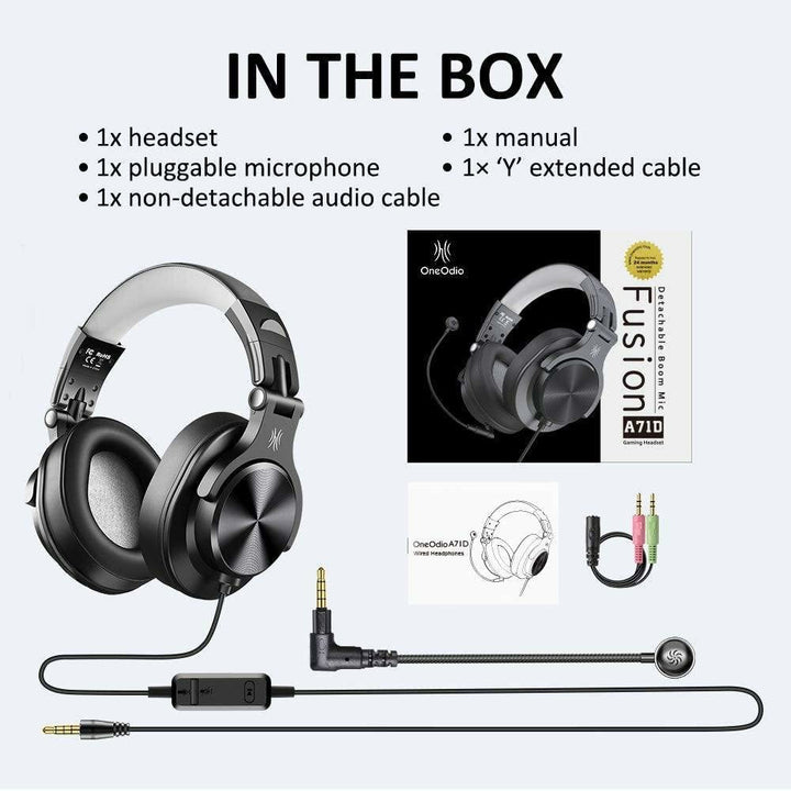 Gaming Headsets Over-Ear 3D Stereo Wired Study Headphones With Detachable Microphone for PS4 PC Image 7