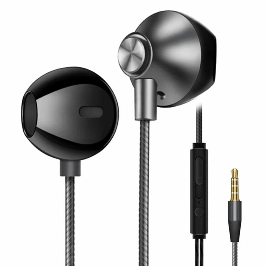Metal Bass Earphones Comfortable In-Ear Noise Cancelling Earbuds 3.5mm with Microphone Hi-Res Audio Half In-Ear Earphone Image 1