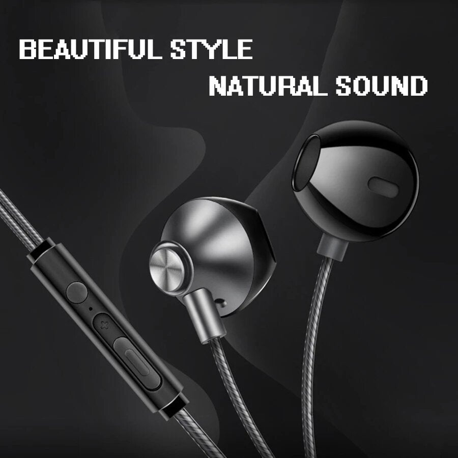 Metal Bass Earphones Comfortable In-Ear Noise Cancelling Earbuds 3.5mm with Microphone Hi-Res Audio Half In-Ear Earphone Image 2