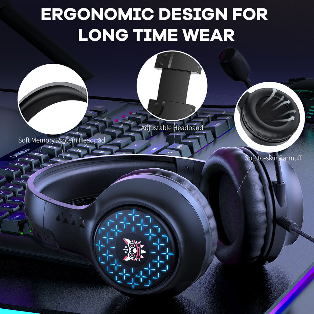 Over-ear Wired Gaming Headphones RGB Breath Stereo 50MM Driver Gamer Headset With Microphone Image 2