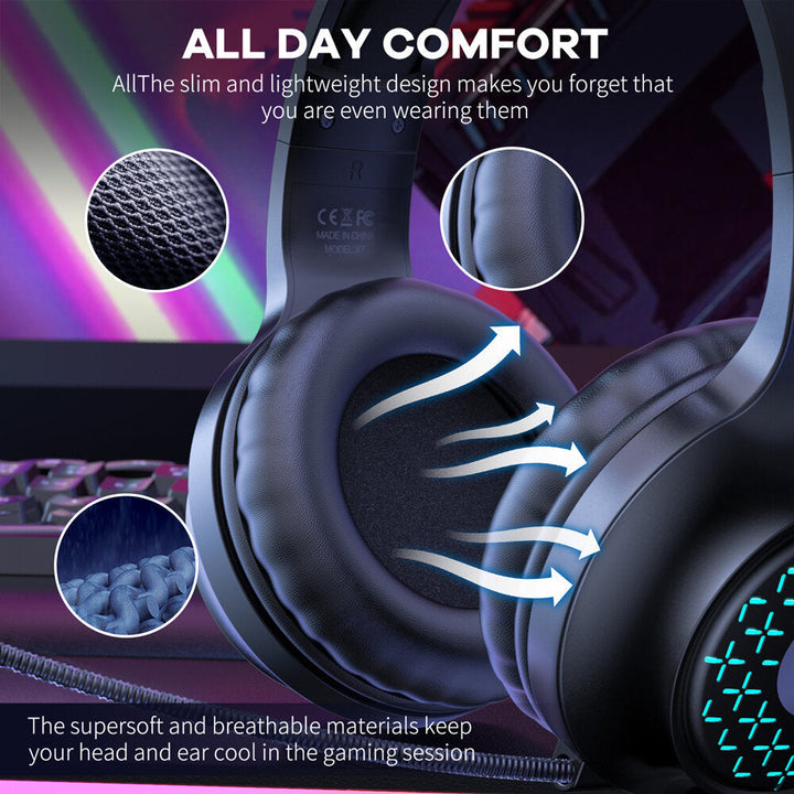 Over-ear Wired Gaming Headphones RGB Breath Stereo 50MM Driver Gamer Headset With Microphone Image 3