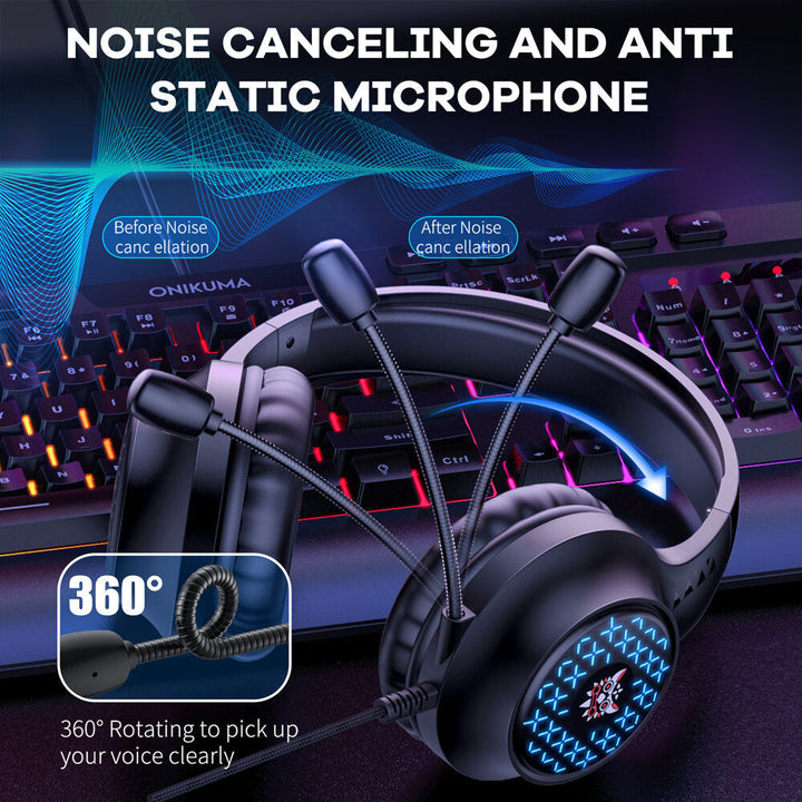 Over-ear Wired Gaming Headphones RGB Breath Stereo 50MM Driver Gamer Headset With Microphone Image 4
