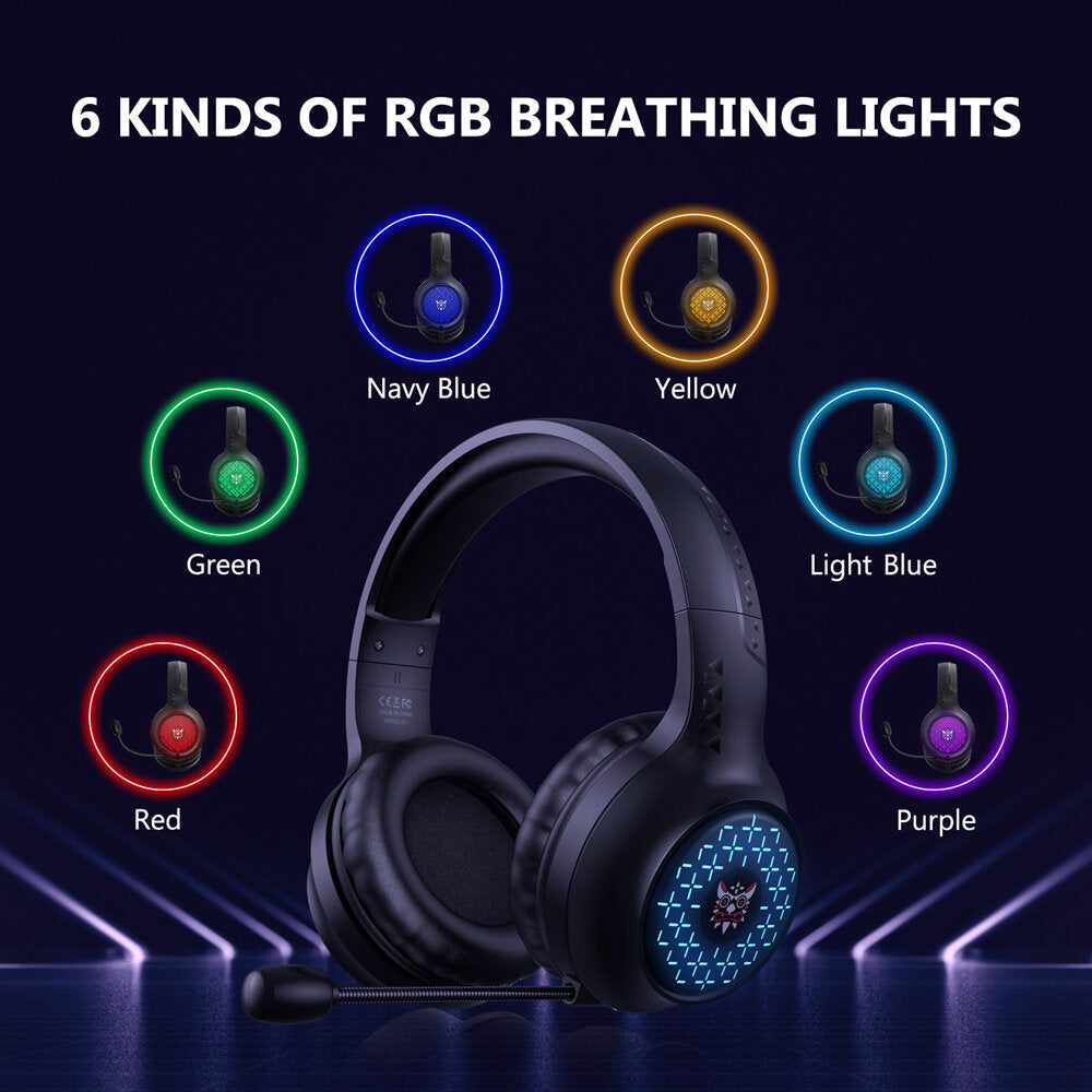 Over-ear Wired Gaming Headphones RGB Breath Stereo 50MM Driver Gamer Headset With Microphone Image 7