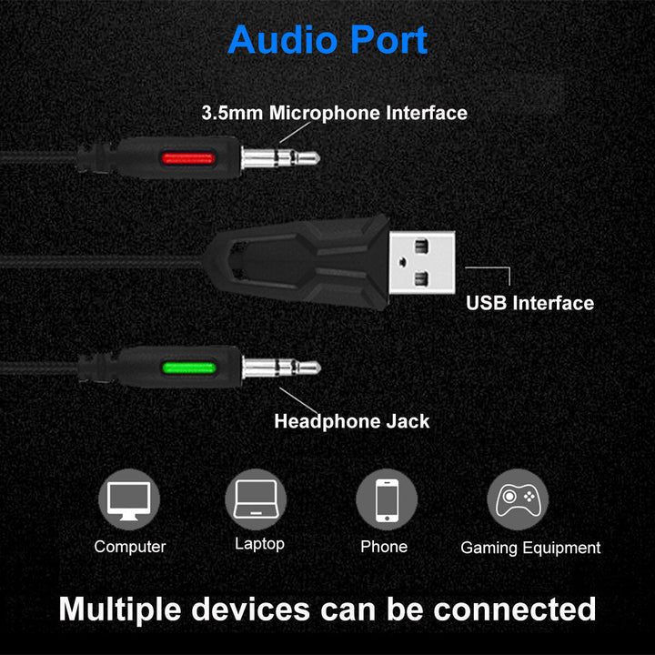 Surrounding Hifi Sound Gaming Headset LED Headphones with Microphone for Computer Phones Image 6