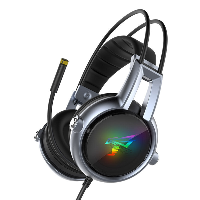 USB Virtual 7.1 Gaming Headphone Soft Flexible Stereo Vibration Wired Over Ear Headset with Mic with RGB LED Light Image 1