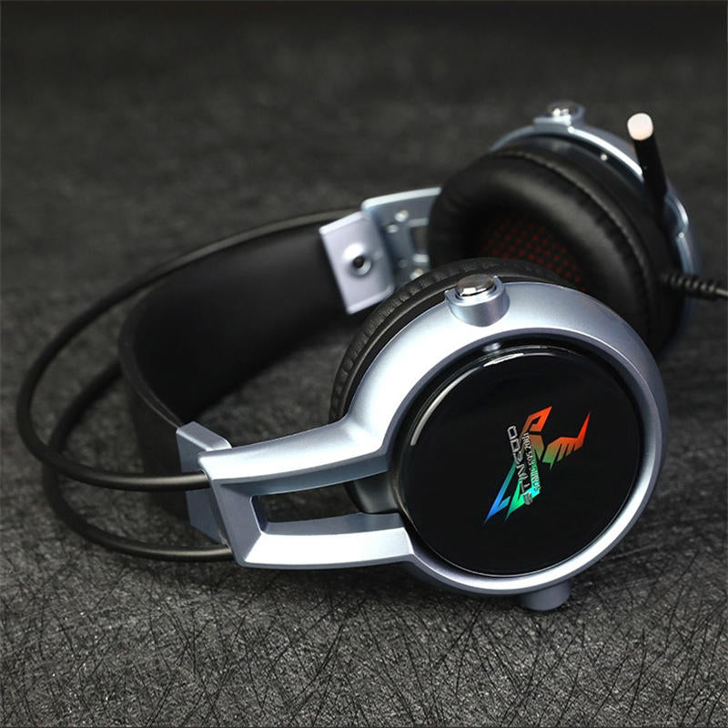 USB Virtual 7.1 Gaming Headphone Soft Flexible Stereo Vibration Wired Over Ear Headset with Mic with RGB LED Light Image 3