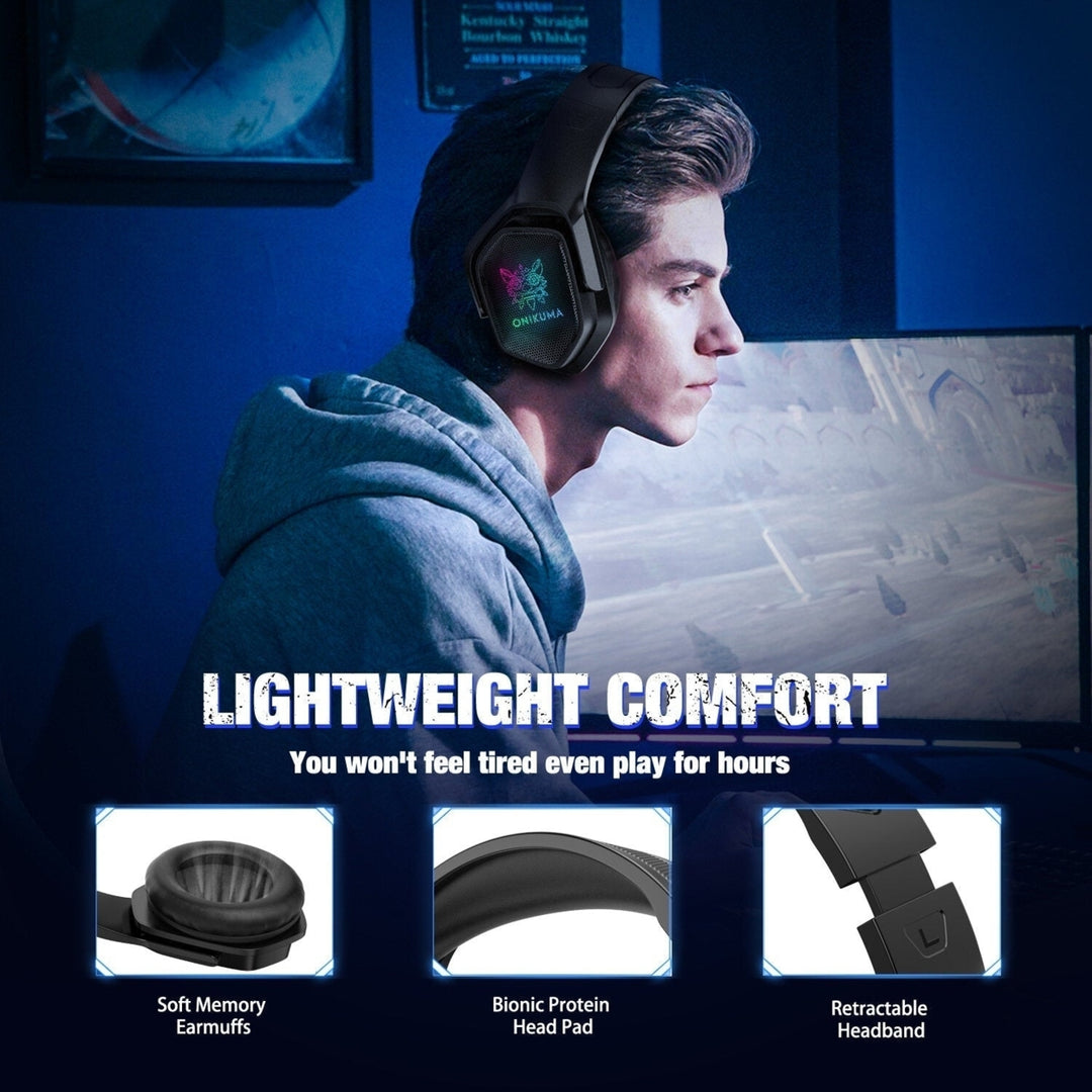 USB Wired Headphone 360 Surounding 3.5mm Gaming Head-mounted Earphone RGB Luminous Computer Game Headset with Mic Image 2