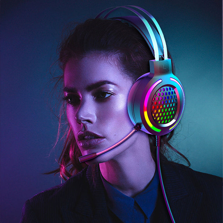 USB + 3.5mm Stereo Gaming Headsets Noise Cancelling Surround Sound Headphone with LED Light Microphone for Tablet PC Image 7