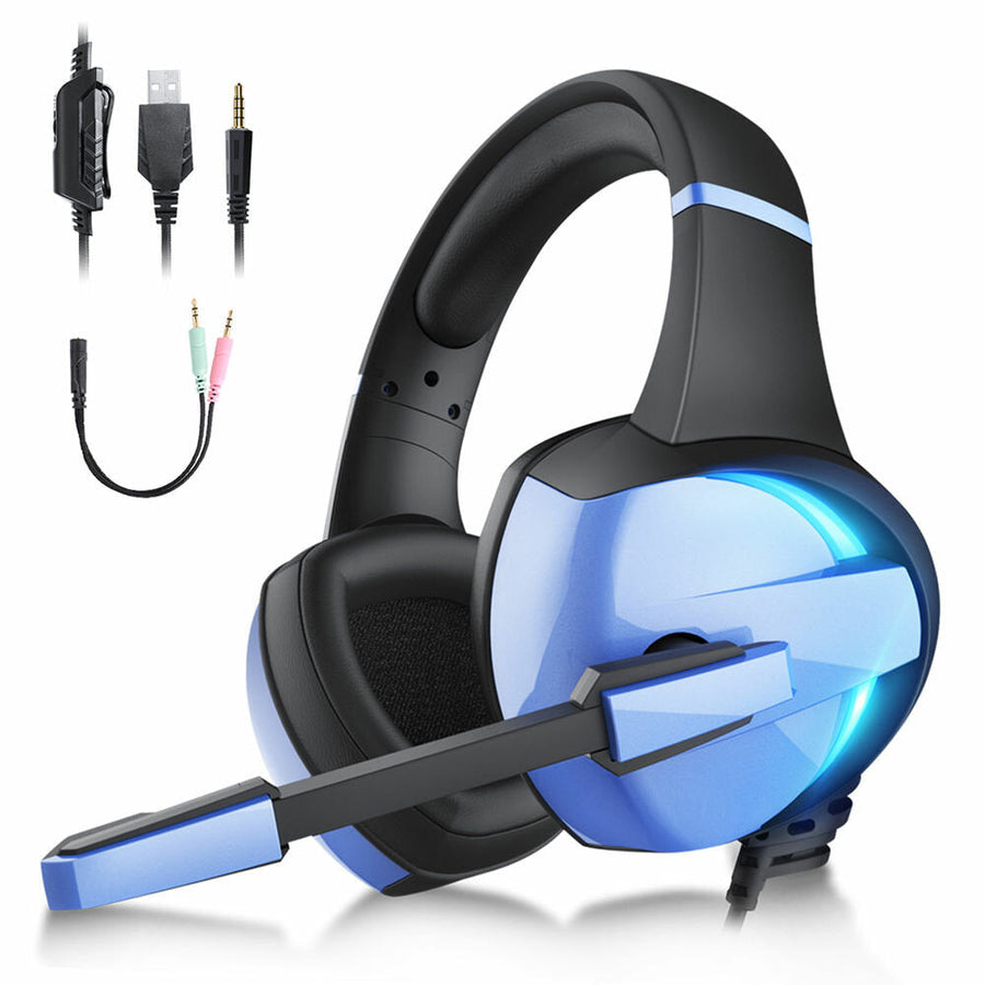 Stereo Surround Sound Bass Gaming Headset Headphones with Breathing RGB Light and Mic for PC Laptop Mobile Phone for PS4 Image 1