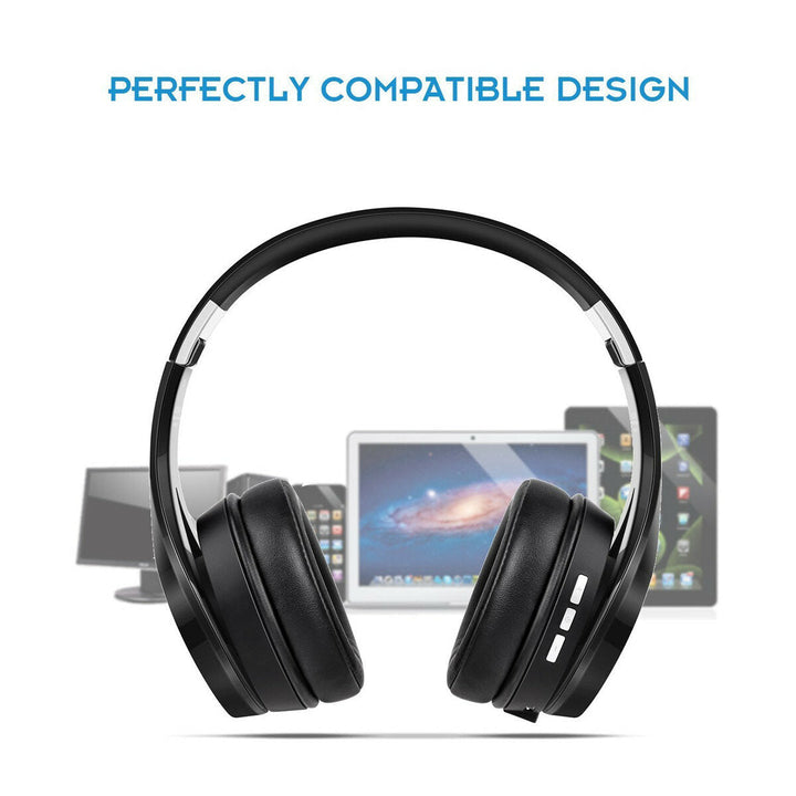 Stereo Wireless bluetooth Headphone Headset Foldable Earphone with MicBlack Image 3