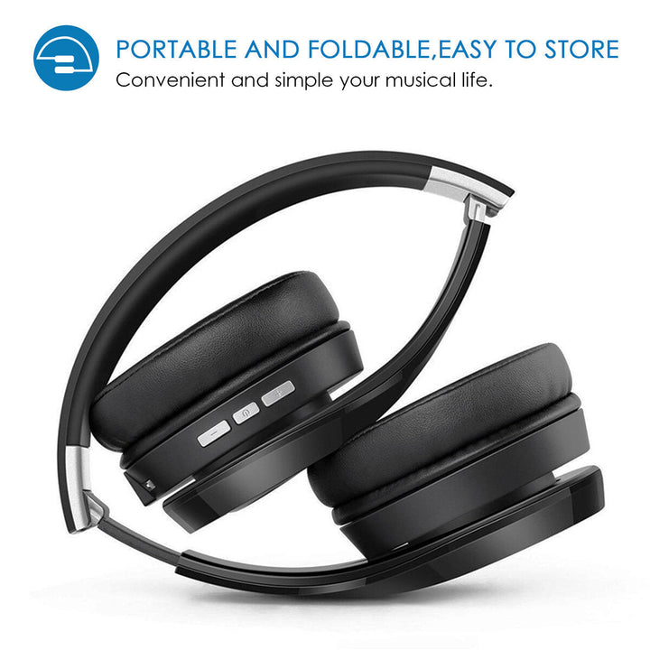Stereo Wireless bluetooth Headphone Headset Foldable Earphone with MicBlack Image 7