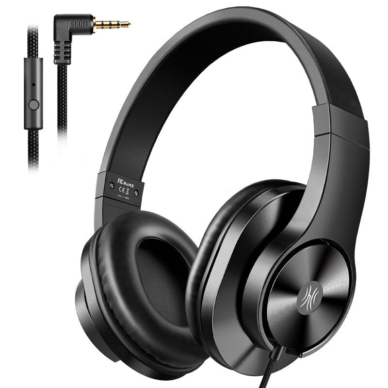 Wired 3.5mm Headphones Portable Stereo Over Ear Headband Headset With Mic For Computer PC Laptop PS4 Image 1