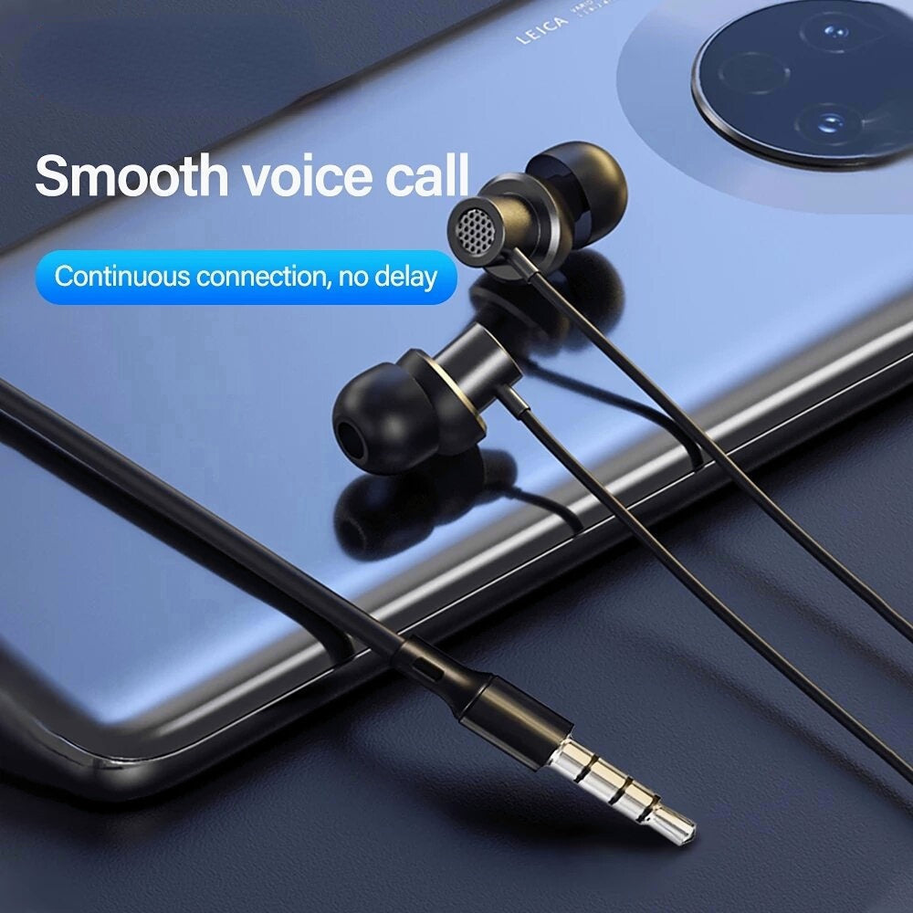Wired Earphone Noise Reduction Stereo Bass Earbuds 3.5mm Jack HD Call Headphones with Microphone Image 3