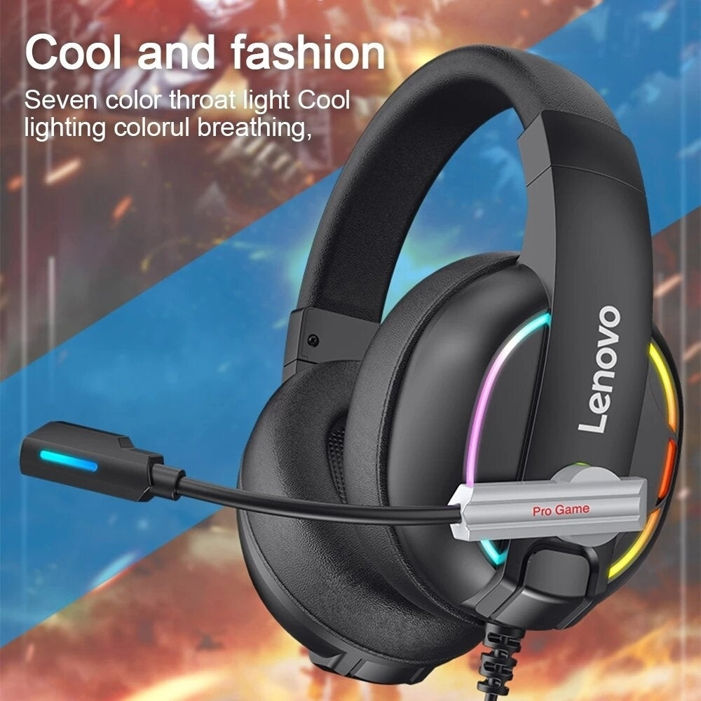Wired Gaming Headphone 50mm Driver HIFI Surround Sound RGB Colorful Light Music Headsets with Microphone Image 3