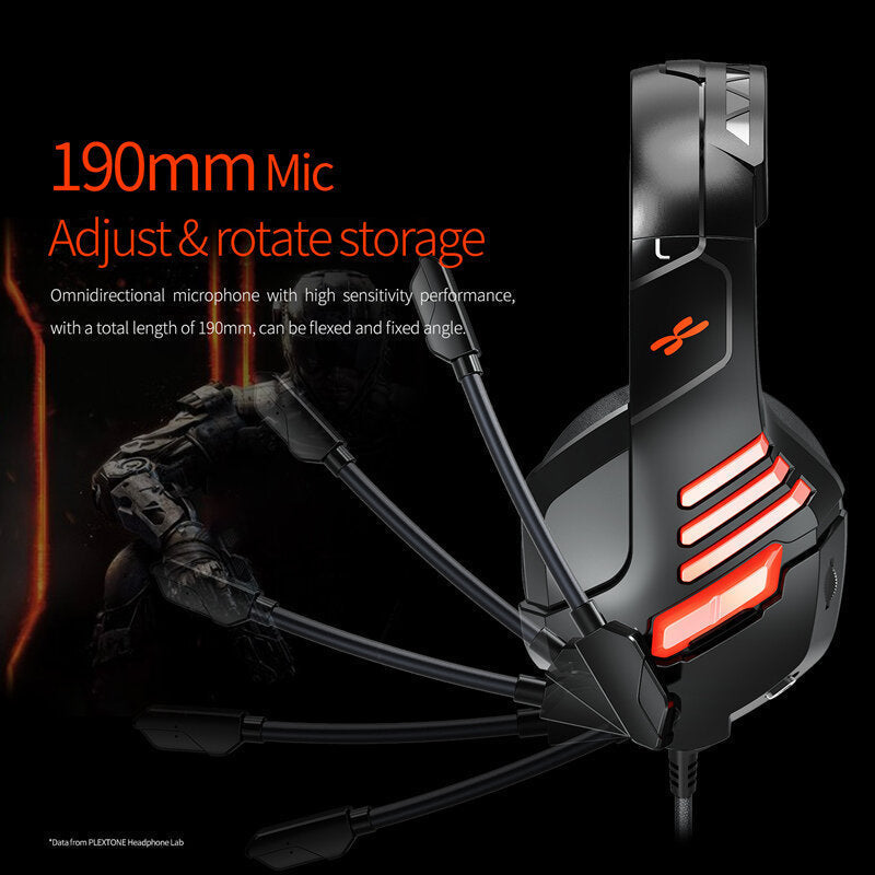 Wired Gaming Headphones 50mm Large Driver Stereo Over Ear Lightweight Headset Noise Cancellation With Microphone Image 4