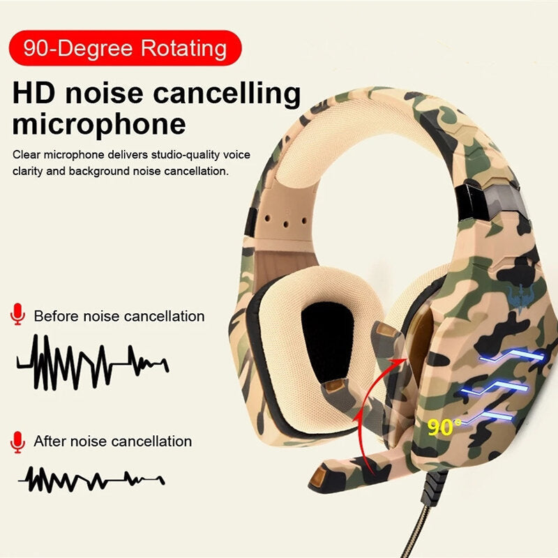 Wired Gaming Headset E-Sports with Microphone LED Stereo Surround HiFi Headphone for PC Laptop Gamer Image 2