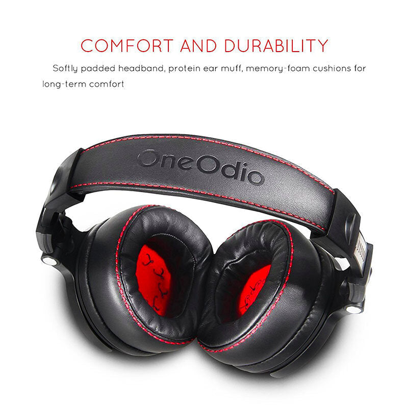 Wired Headphones 50mm Drivers Noise Reduction 3.5mm 6.5mm Adjustable Foldable Head-Mounted DJ Monitor Headset with Mic Image 4