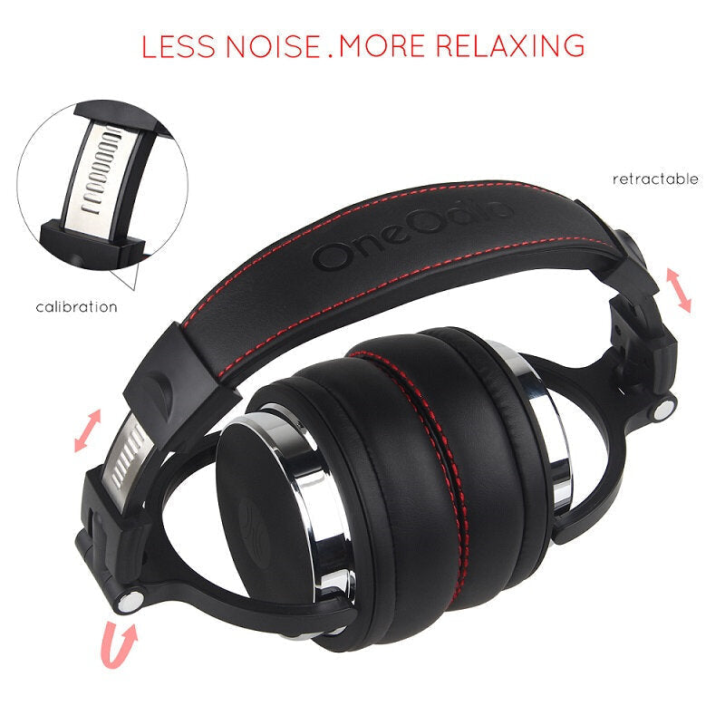 Wired Headphones 50mm Drivers Noise Reduction 3.5mm 6.5mm Adjustable Foldable Head-Mounted DJ Monitor Headset with Mic Image 4