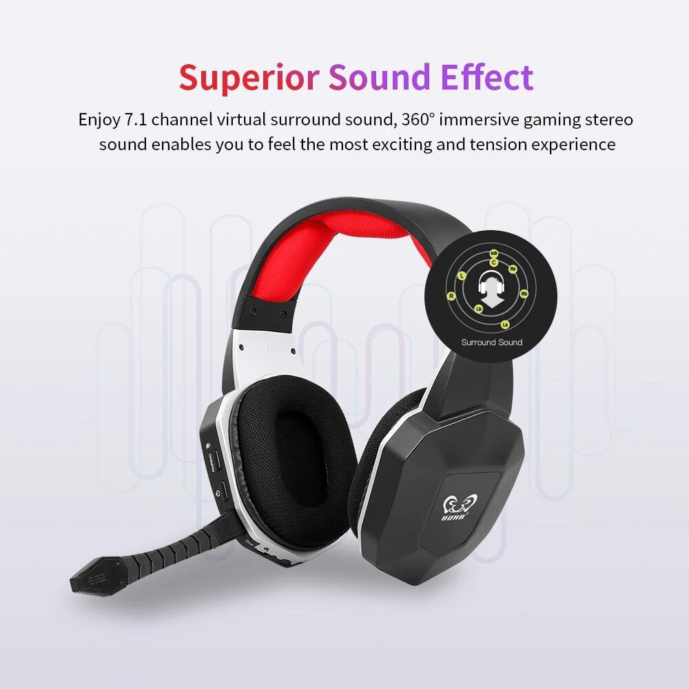 Wireless Gaming Headphone Virtual 7.1 Surround Sound Headset with Removable Microphone for PS4/PC 2.4G Image 7